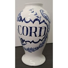 Vintage 1989 Lilly Apothecary DIASCORD Opium Portugal White Vase w/Blue