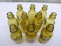 2 X Old Small Green Medicine Glass Pharmacy Bottle Approximately 9.7 Cm Green