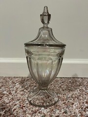 Apothecary/Candy Lidded Jar – Iridescent Glass with Pink, Blue, Green, Yellow