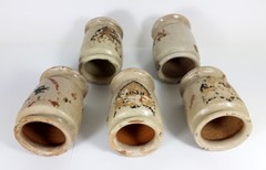 5 Rare Pharmacy Vessels / Cups, Ceramic, Southern Germany, About 1850 AL479