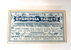 Vintage Cardboard Prescription Pill Box Barrett Bros. Pharmacy Gorham NH 3”