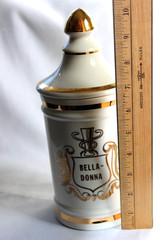 VINTAGE PHARMACY BELLA-DONNA APOTHECARY CANISTER JAR LID OWENS ILLINOIS