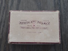 Vintage Rare 1945 Prescription Pill Box Medical Arts Pharmacy Abilene Texas TX