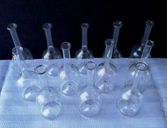 Set of 12 Vintage Hand Blown Mini Apothecary Laboratory Beakers Bottles