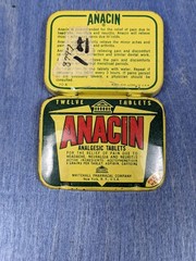 Vintage Metal Tin – Anacin Analgesic Tablets w/ Leaflet Whitehall Pharmacal NY