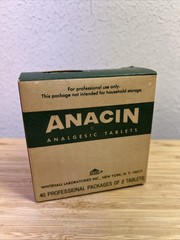 RARE Vtg 1960s ANACIN BOX pharmaceutical physician sample doctor MEDS pills