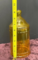 Apothecary jar Yellow Glass 6.5″ Candy Container EUC