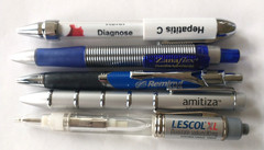 Lot 5 Pharmaceutical Drug Rep Pens Medical Pharmacy Collectibles Heavy Metal
