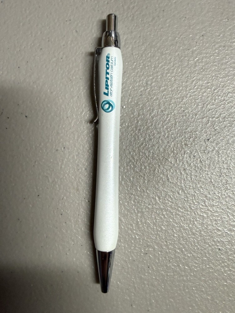 Lipitor Tablets Drug Rep Collectible Pen White Blue Green Thick Metal- Heavy