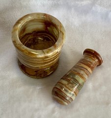 Vintage Fred Harvey Trading Co Onyx Mortar & Pestle Set – Original Tag