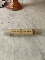 Vintage Pharmacy Sodium Tablets Glass Vial With Cork Paper Label