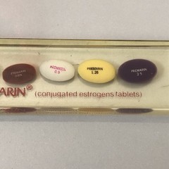 VTG Drug Rep Pharmaceutical Promo Letter Opener PREMARIN Lucite Encased Capsules