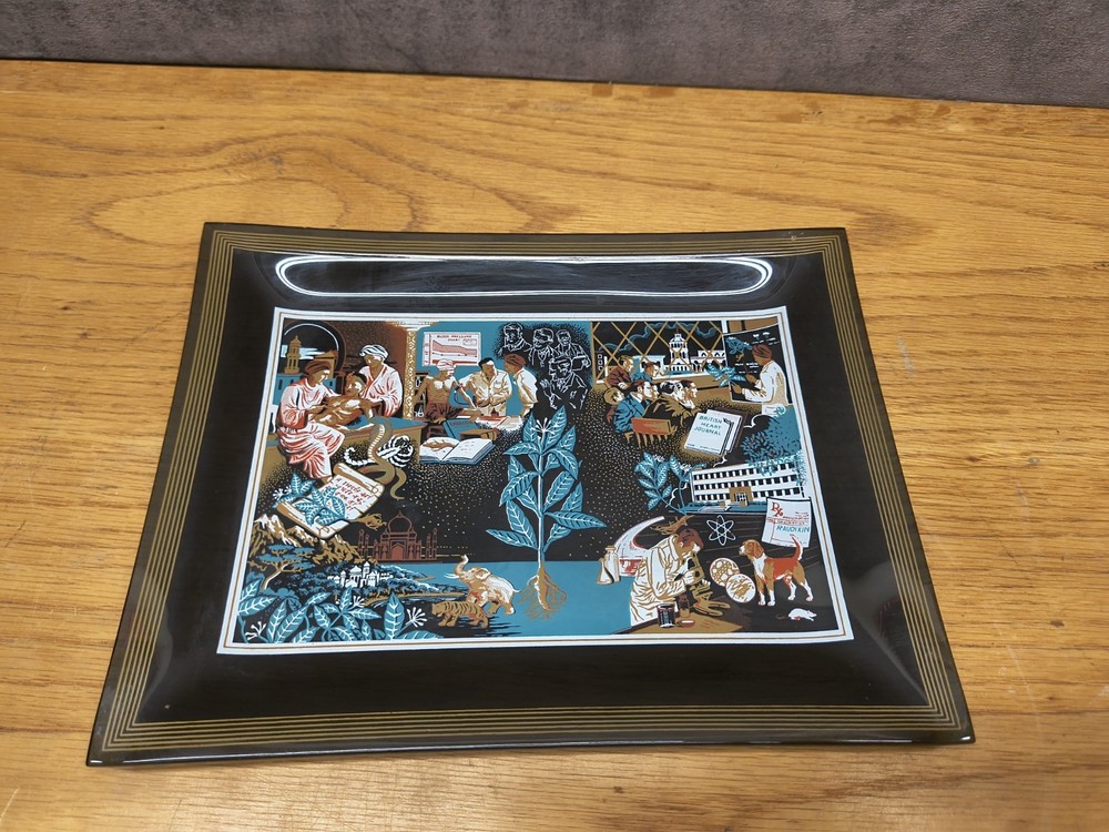 Rauwolfia Smoke Glass Tray – Vintage 50s Squibb Drug Medical Promo, Pharmacy