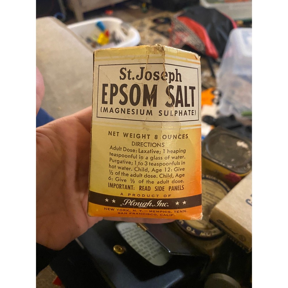 Vintage St Joseph Epsom Salt Box Plough Inc Memphis TN Apothecary Collectible