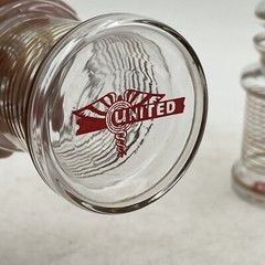 4- VTG WW2 APOTHECARY Jar Glass Medical Canister Winged United Logo Medicinal