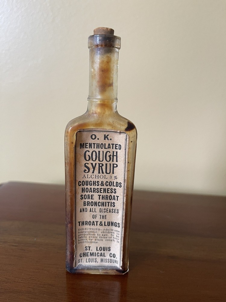 Vintage O.k. Mentholated Cough Syrup Original Label Intact