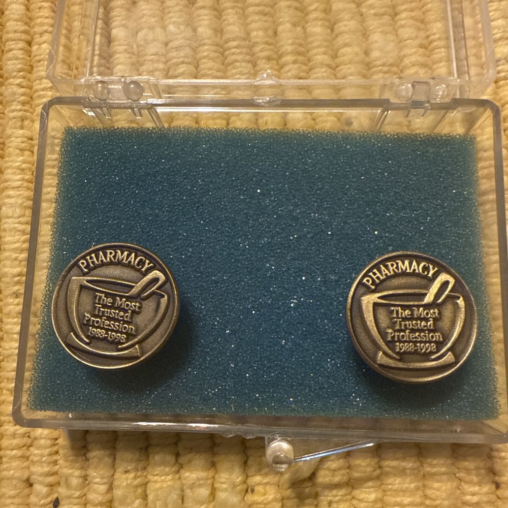Pharmacy Most Trusted Profession 1988-1998 Pharmacist Cuff Links From Schering