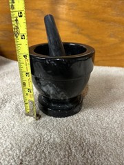 Vintage 1960′ Gray Italian Marble Mortar & Pestle-Very Good
