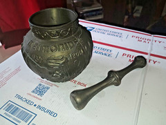 Vintage Brass RX Maimonides 1135-1204 Secundum Artem Mortar & Pestle Coricidin