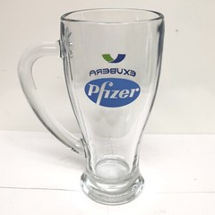 Drug Rep Exubera Pfizer Clear Glass Mug Coffee Cup Pharmaceutical Collectible