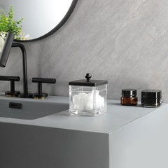 Clear Transparent Hotel Style Apothecary Tempered Glass Canister Jar W/ Matte…