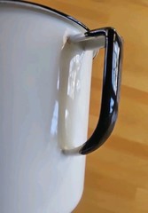 Vintage Enamelware Pitcher White Black Medical Measuring Cup 2000 cc 64 Oz. L@@K