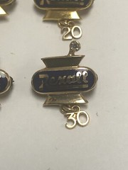 VINTAGE REXALL DRUG SET OF FOUR 14k YELLOW GOLD PINS – 15, 20, 25, 30 YEARS