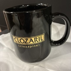 Clozaril Tablets Advertising Pharmaceutical Drug Coffee Mug Black And Gold