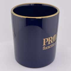Vintage Prozac Mug Advertising Blue Gold Rim Coffee Pharmaceutical Cup Mug Linyi