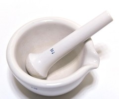 LARGE COORS 522-4 MORTAR AND PESTLE WHITE CERAMIC