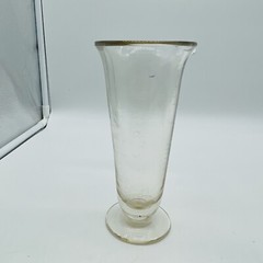 VINTAGE ETCHED GLASS FOOTED MEASURING BEAKER LAB APOTHECARY