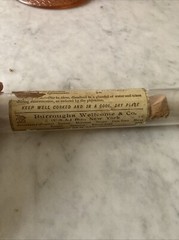 Vintage Pharmacy Sodium Tablets Glass Vial With Cork Paper Label