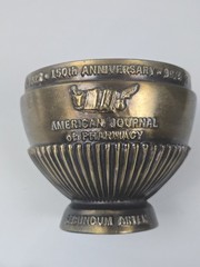 Vintage 150th Anniversary American Journal Pharmacy Brass Mortar & Pestle Set