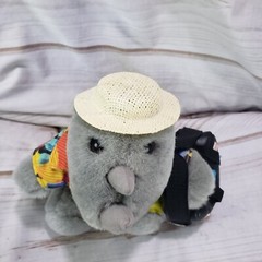 Rhinocort Promotional Plush Rhinoceros Tourist Hawaiian Shirt Has Wear 6 Inch