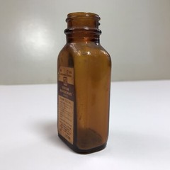 VINTAGE Rexall Pharmacy Amber Apothecary Bottle for Sodium Bicarbonate Metal Cap