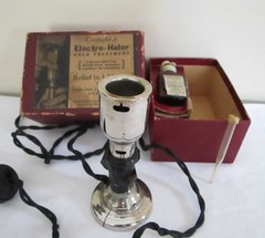 Antique vaporizer cold treatment ELECTRO-HALOR w box instructions MEDICAL CURIO