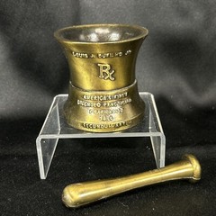 Vintage 1977 Schering Brass Mortar and Pestle 15th Edition Louis DuFilho Jr