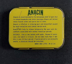 Vintage EMPTY Advertising Medicine Tin ANACIN Whitehall Pharmacal New York