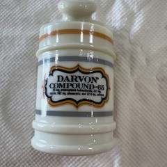 Vintage Darvon Compound-65 Apothecary Pharmaceutical Custard Glass Jar with Lid
