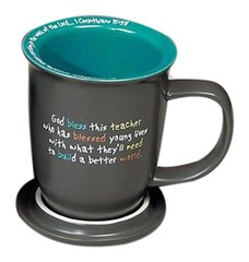 Abbey Gift Teacher Ceramic Mug & Coaster Set Mug, 2 Piece, Gray 14 Ounces