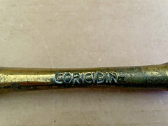 Vintage SOLID BRASS Mortar & Pestle Apothecary Pharmacy CORICIDIN