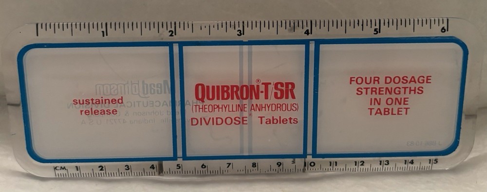 VTG 1983 MEAD JOHNSON QUIBRON-T SR 6″ PLASTIC RULER PHARMA REP LOGO