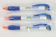 3 NEW Crestor Pens Clip Soft Grip Orange Blue White Rosuvastatin Drug Rep