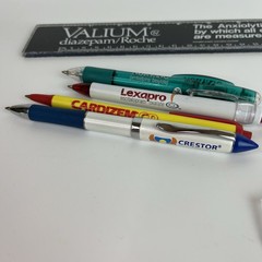 Vintage Roche Valium Black Plastic Ruler Pharmaceutical Ink Pens Lexapro Drug