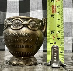 Vintage Mortar SECUNDUM ARTEM” RX Pharmacist Brass Coricidin Pharmacy