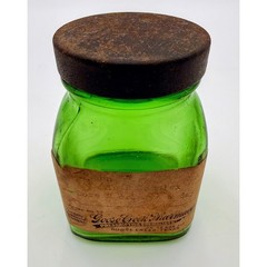 Vintage Goose Creek Pharmacy Green Glass Bottle With Original Label