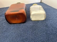 2 glass pharmacy bottles w paper label Morristown Drugs EXPIRED talc & dextrose
