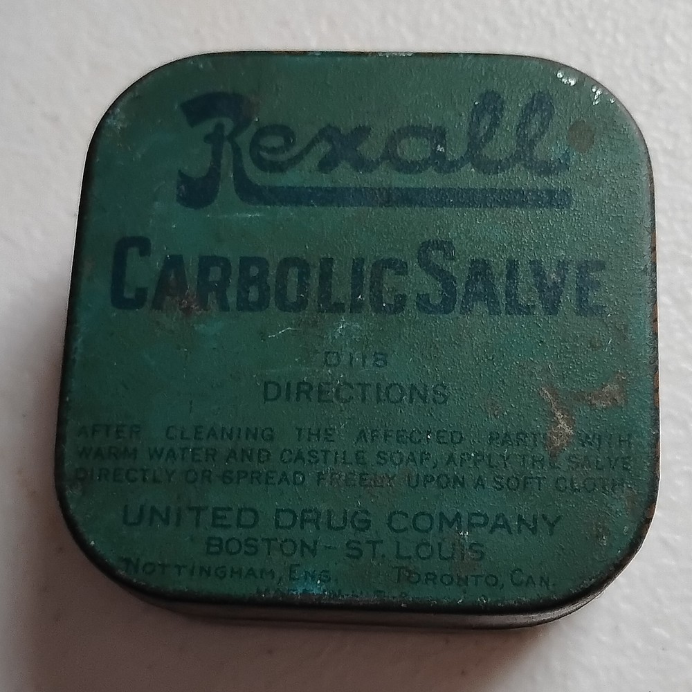 Rexall Carbolic Salve Tin United Drug Company Vintage Boston St. Louis