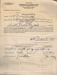 VINTAGE 1939 IRS FORM! INVENTORY OF OPIUM, COCA LEAVES, MARIHUANA, ETC/COMPLETED
