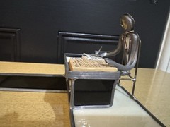 Vtg Carl Goeller Doctor Industrial Note Holder Metal Medical Sculpture Office